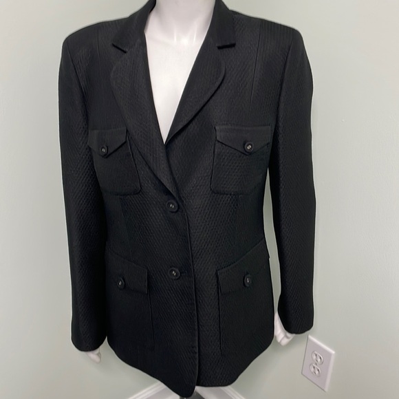 MAGASCHONI Black Textured 2 Button Blazer with pockets - Picture 1 of 9